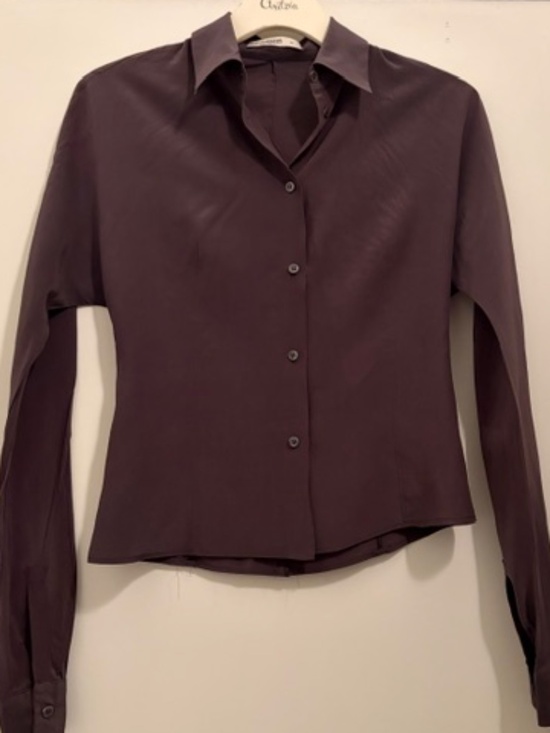 Prada Tops - Prada Dark Brown Silk Blouse Shirt